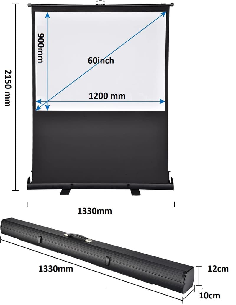 Peak 120×90 cm Taşınabilir Portatif Pull Up Floor Projeksiyon Perdesi F60 görsel 6