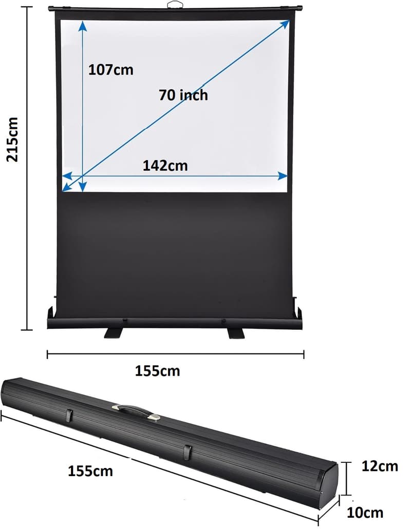 Peak 142x107cm Taşınabilir Portatif Pull Up Floor Projeksiyon Perdesi F70 görsel 6